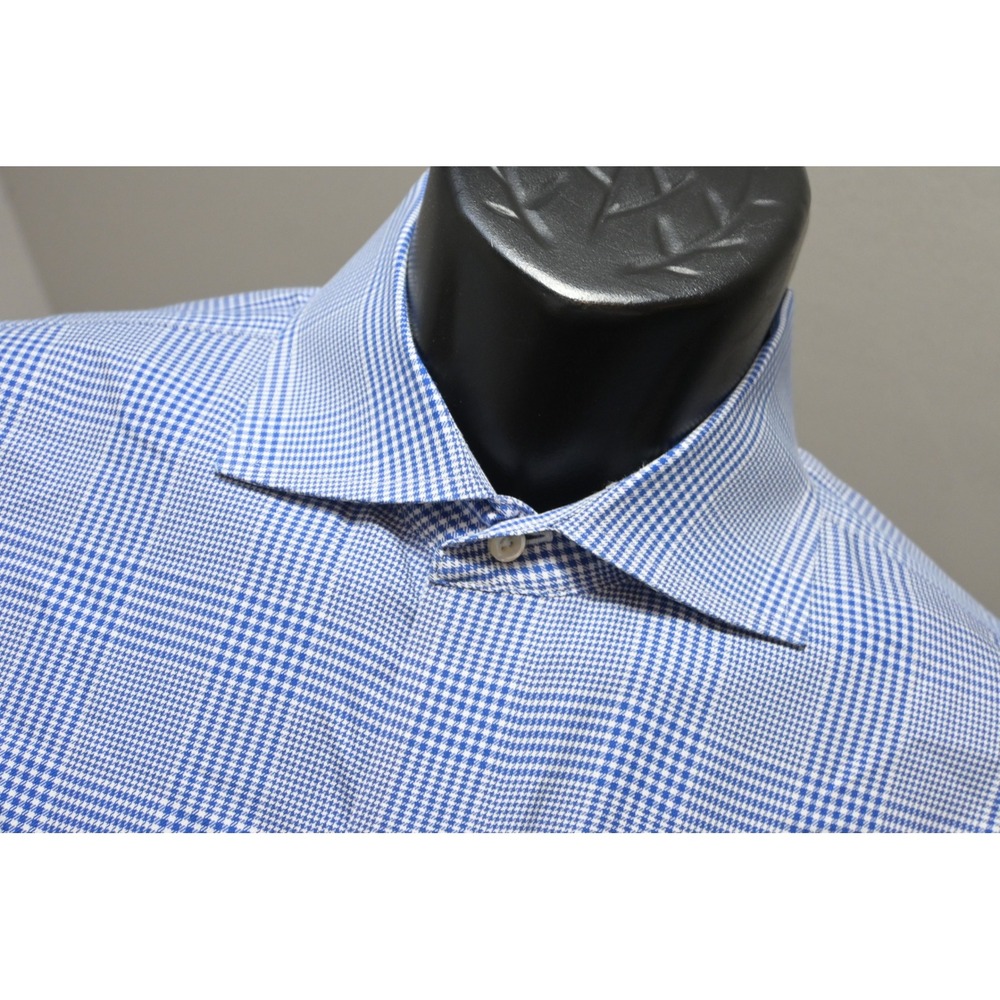 Brooks Brothers Dress Shirt Mens Large 16 34/35 Blue Glen Plaid Regent Excellent